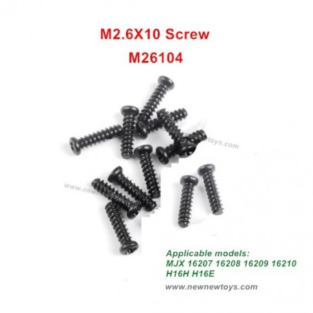 Parts M26104 Screw M2.6X10 For MJX Hyper Go 1/16 16207 16208 16209 16210 RC Car